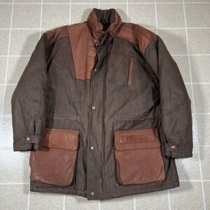 Vintage Lakeland Leather Jacket Mens 44 Brown Wool Lined Bomber Coat Barn Chore